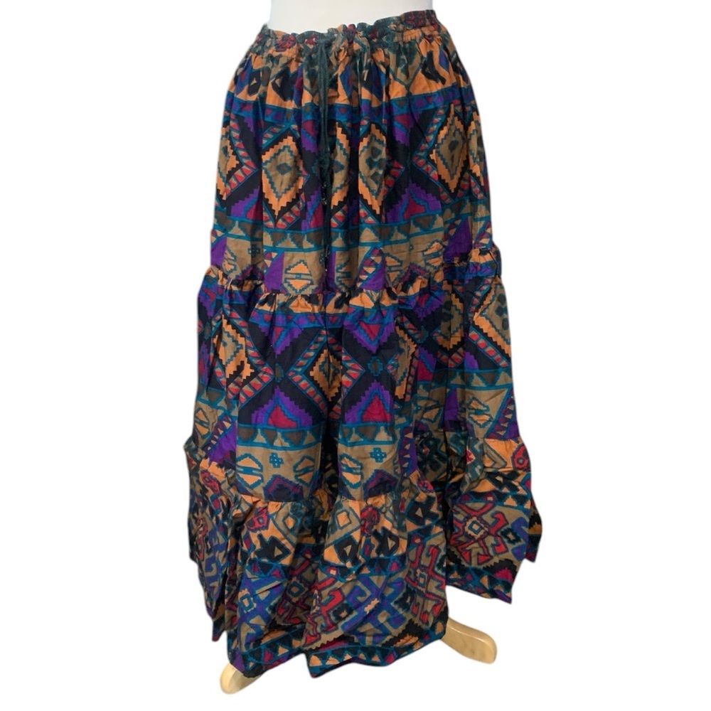 Vintage Blue Canyon Western Wear 100% Colton maxi skirt with drawstring waist L